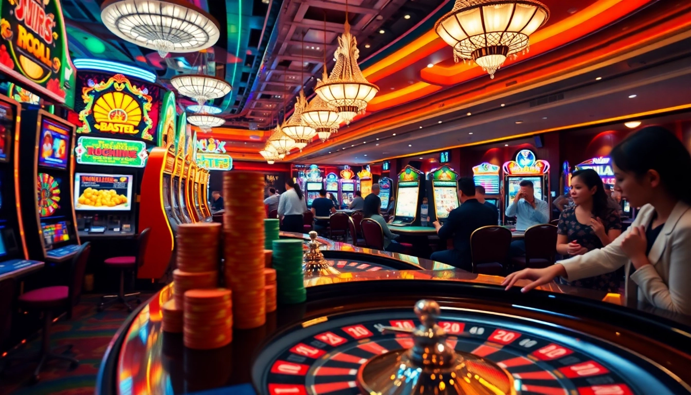 Experience the excitement of New88 asia at a dynamic casino with vibrant slot machines and intense poker games.