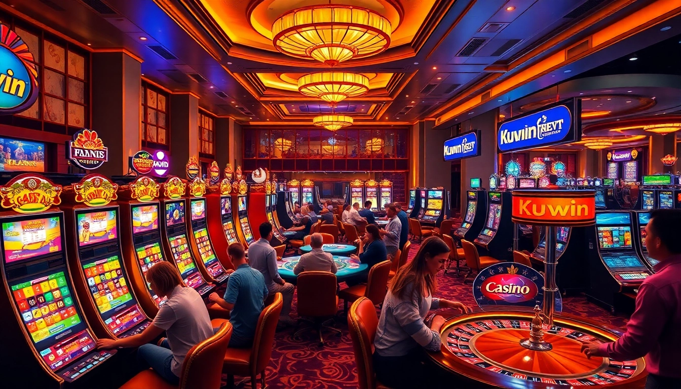 Experience the thrill of the casino at https://kuwinblog.com/ as players engage with vibrant slot machines and tables.